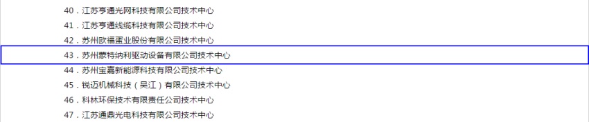 蒙納驅動(dòng)獲蘇州市級企業(yè)技術(shù)中心認定